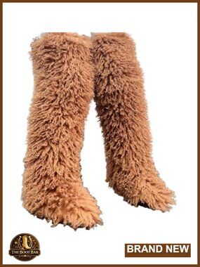Faux Fur Thigh High Over the Knee Flat Boots for Women
